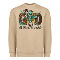 With God All Things Are Possible Gemstone Cross Heavyweight Sweatshirt | Teevron