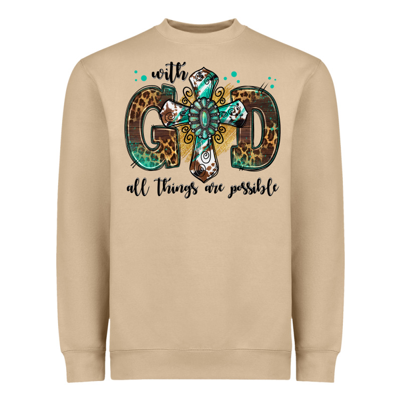 With God All Things Are Possible Gemstone Cross Heavyweight Sweatshirt by Jasminsmagicworld | Teevron