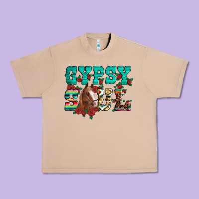 Western Gypsy Soul Horse Roses Serape Aztec Leopard Urban Heavy Tee Designed By Artiststas