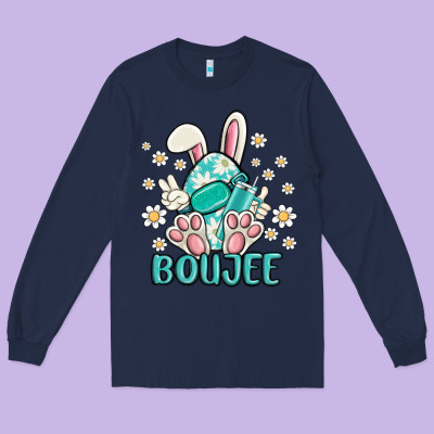 Boujee  Easter  Egg Long Sleeve Tee Designed By Maliassmallbusiness