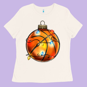 Christmas Baskeball Ladies Tee Designed By Zillion Design Studio