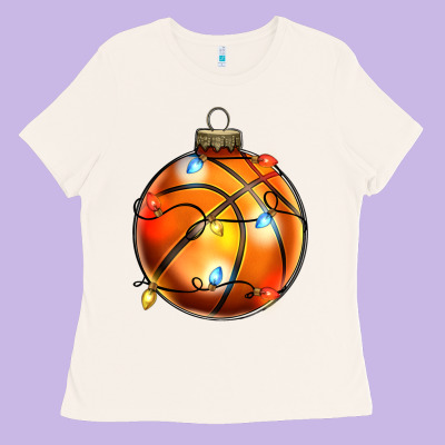 Christmas Baskeball Ladies Tee Designed By Zillion Design Studio