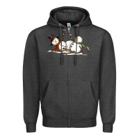 Charcoal Heather snowman with wine Zipper Hoodie - MaliasSmallBusiness