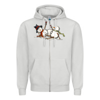 Dove Grey snowman with wine Zipper Hoodie - MaliasSmallBusiness
