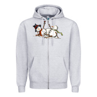 Heather Grey snowman with wine Zipper Hoodie - MaliasSmallBusiness