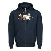 Navy snowman with wine Zipper Hoodie - MaliasSmallBusiness