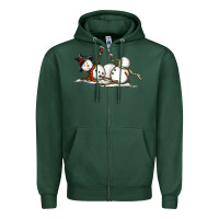 Sports Green snowman with wine Zipper Hoodie - MaliasSmallBusiness