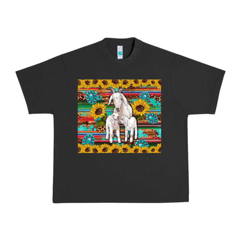 Goats Mom And Baby Sunflowers Gemstones Serape Leopard Glitter Wooden Urban Heavy Tee by Artiststas | Teevron