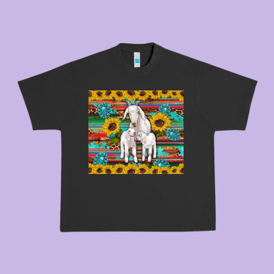 Goats Mom And Baby Sunflowers Gemstones Serape Leopard Glitter Wooden Urban Heavy Tee Designed By Artiststas
