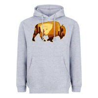 Heather Grey Desert Landscape Bison Silhouette Heavyweight Hoodie - Bettercallsaul