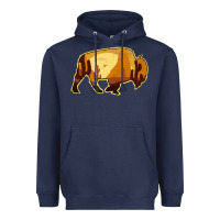 Navy Desert Landscape Bison Silhouette Heavyweight Hoodie - Bettercallsaul