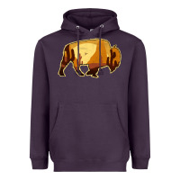 Plum Desert Landscape Bison Silhouette Heavyweight Hoodie - Bettercallsaul