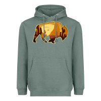 Sage Desert Landscape Bison Silhouette Heavyweight Hoodie - Bettercallsaul