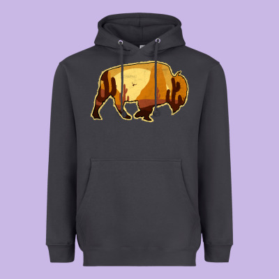 Desert Landscape Bison Silhouette Heavyweight Hoodie Designed By Bettercallsaul