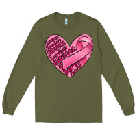 Army Green heart breast cancer Long Sleeve Tee - MaliasSmallBusiness