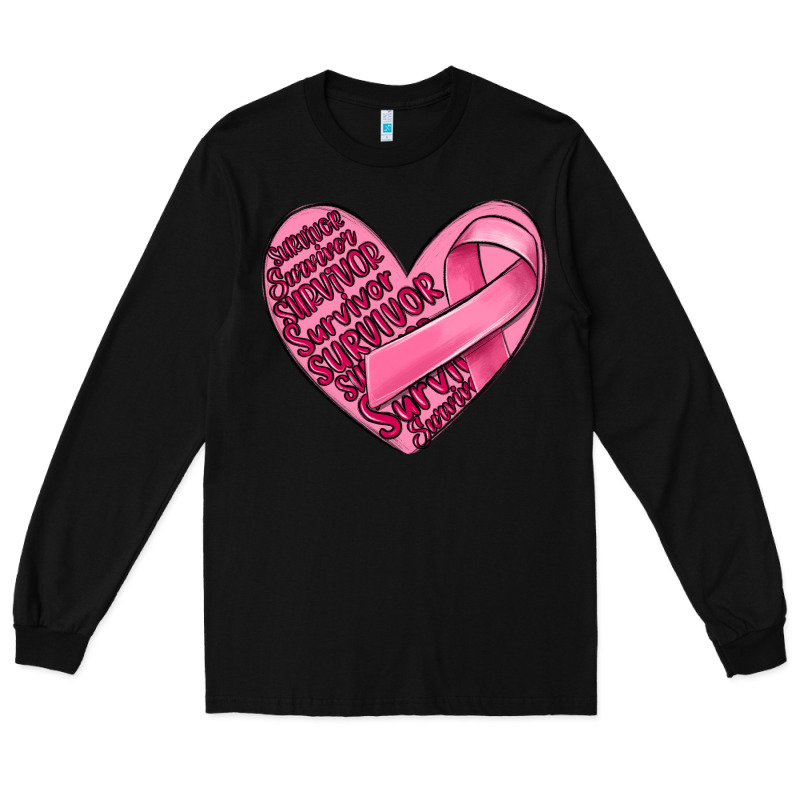 Heart Breast Cancer Long Sleeve Tee by MaliasSmallBusiness | Teevron