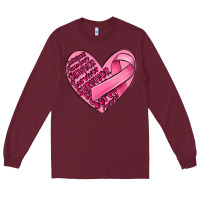 Burgundy heart breast cancer Long Sleeve Tee - MaliasSmallBusiness