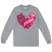 Heather Grey heart breast cancer Long Sleeve Tee - MaliasSmallBusiness