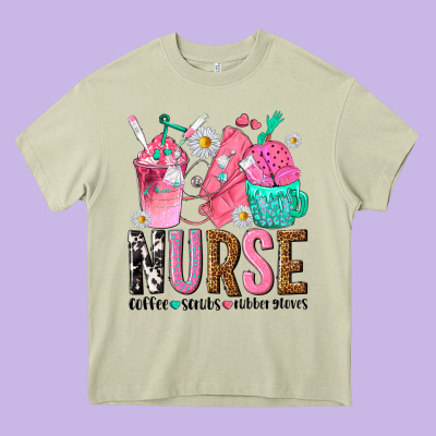 Nurse Coffee Scrubs Rubber Gloves Heavy Core Tee Designed By Texasbilliewilder