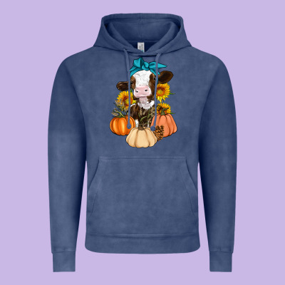 Cow Fall Pumpkin Vintage Hoodie Designed By Artiststas