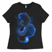 Black blue dragon Ladies Tee - RanaPortraitStore