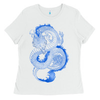 White blue dragon Ladies Tee - RanaPortraitStore