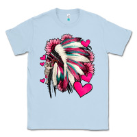 Dusty Blue indian headdress with hearts valentine's day Classic Tee - Jasminsmagicworld