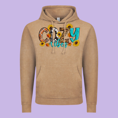 Cozy Vibes Fall Sunflowers Vintage Hoodie Designed By Artiststas
