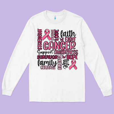 Cancer Awareness Long Sleeve Tee Designed By Maliassmallbusiness