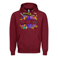 Burgundy halloween nurse pumpkin custom name Zipper Hoodie - NancyCooperArtShop