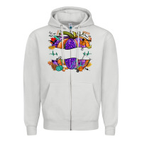 Dove Grey halloween nurse pumpkin custom name Zipper Hoodie - NancyCooperArtShop