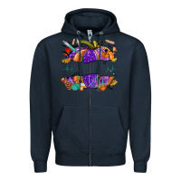 Navy halloween nurse pumpkin custom name Zipper Hoodie - NancyCooperArtShop
