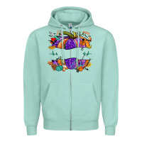 Seafoam halloween nurse pumpkin custom name Zipper Hoodie - NancyCooperArtShop