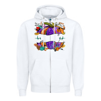 White halloween nurse pumpkin custom name Zipper Hoodie - NancyCooperArtShop