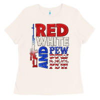 Bone red white and pew pew pew Ladies Tee - texasbilliewilder