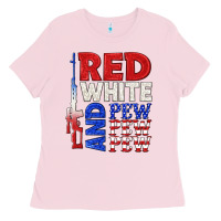 Bubblegum Pink red white and pew pew pew Ladies Tee - texasbilliewilder