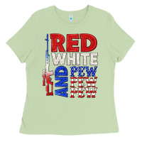 Matcha red white and pew pew pew Ladies Tee - texasbilliewilder