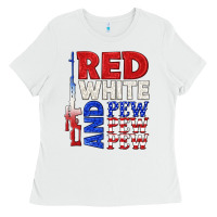 White red white and pew pew pew Ladies Tee - texasbilliewilder