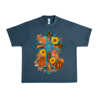 Midnight Navy thanksgiving cross pumpkin sunflower Urban Heavy Tee - AdoDesignShop