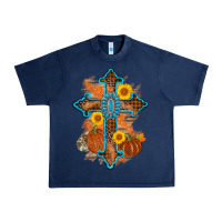 Navy thanksgiving cross pumpkin sunflower Urban Heavy Tee - AdoDesignShop