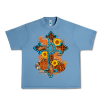 Pebble Blue thanksgiving cross pumpkin sunflower Urban Heavy Tee - AdoDesignShop