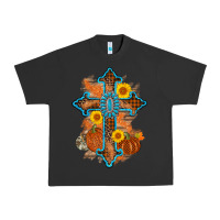 Pigment Black thanksgiving cross pumpkin sunflower Urban Heavy Tee - AdoDesignShop
