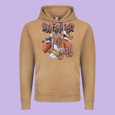 Sky J Mauve Sneaker Girl Afro Woman Vintage Hoodie Designed By Ranaportraitstore