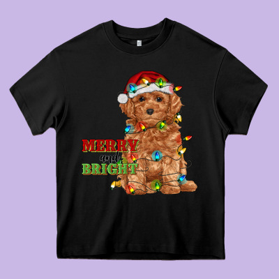 Merry And Bright Toy Poodle Heavy Core Tee Designed By Ranaportraitstore