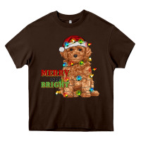 Chocolate Brown merry and bright toy poodle Heavy Core Tee - RanaPortraitStore