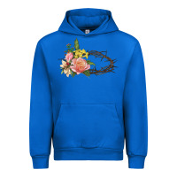 Cobalt Crown of thorns floral Easter Urban Hoodie - CowGirlArtShop