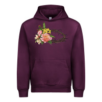 Mauve Wine Crown of thorns floral Easter Urban Hoodie - CowGirlArtShop