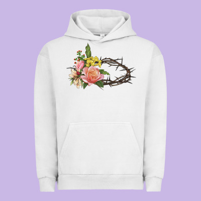 Crown Of Thorns Floral Easter Urban Hoodie Designed By Cowgirlartshop