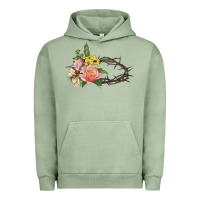 Pigment Oil Green Crown of thorns floral Easter Urban Hoodie - CowGirlArtShop