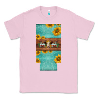 Bubblegum Pink mom hereford cattle sunflowers on tooled leather slim can cooler Classic Tee - BarkalooDesign
